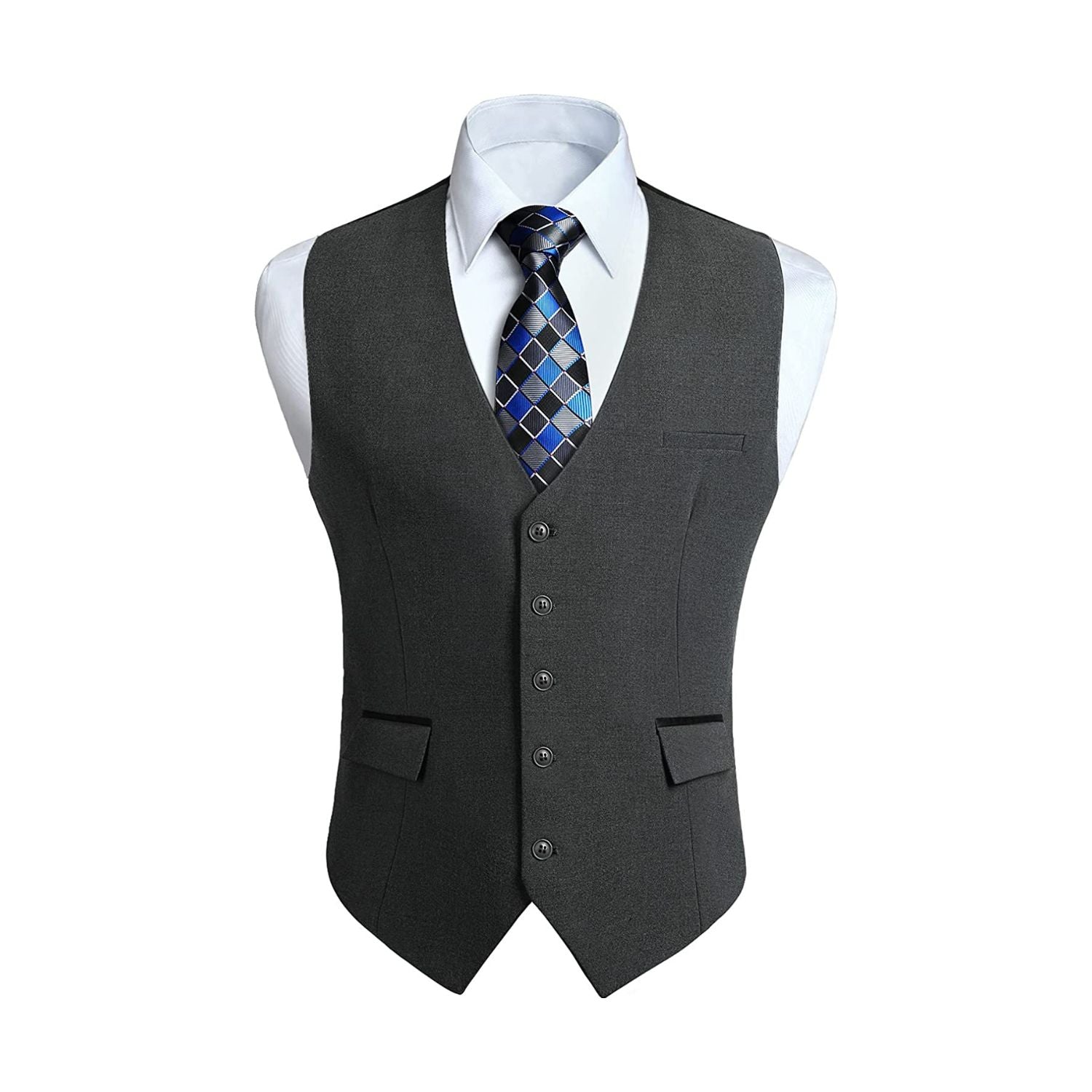 Hisdern Men's Grey Satin Suit Vest Formal Wear 4XL Hisdern Men's Grey Satin Suit Vest Formal Wear 4XL