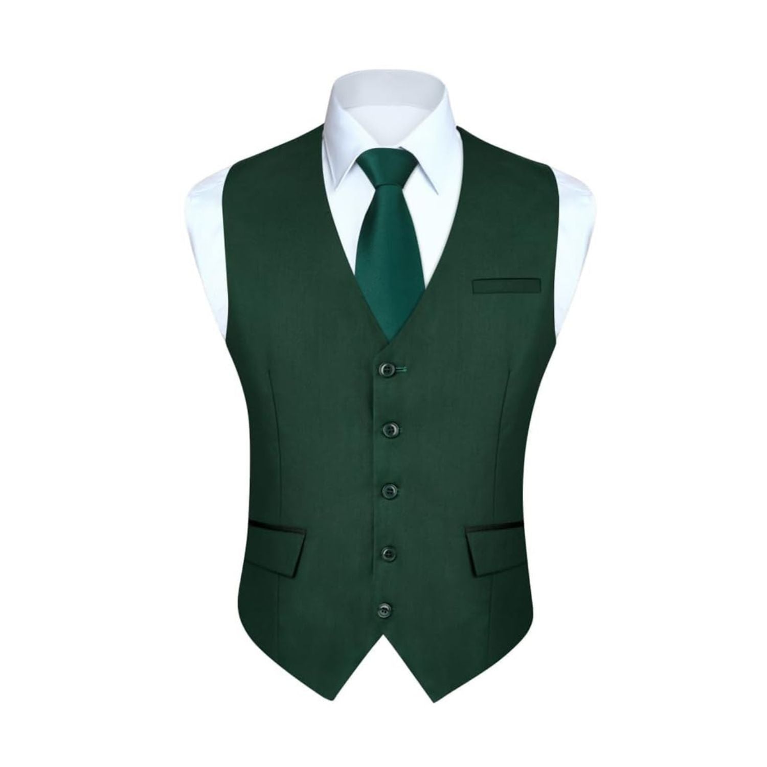 Hisdern Men's Verde Satin Suit Vest Formal Wear 2XL