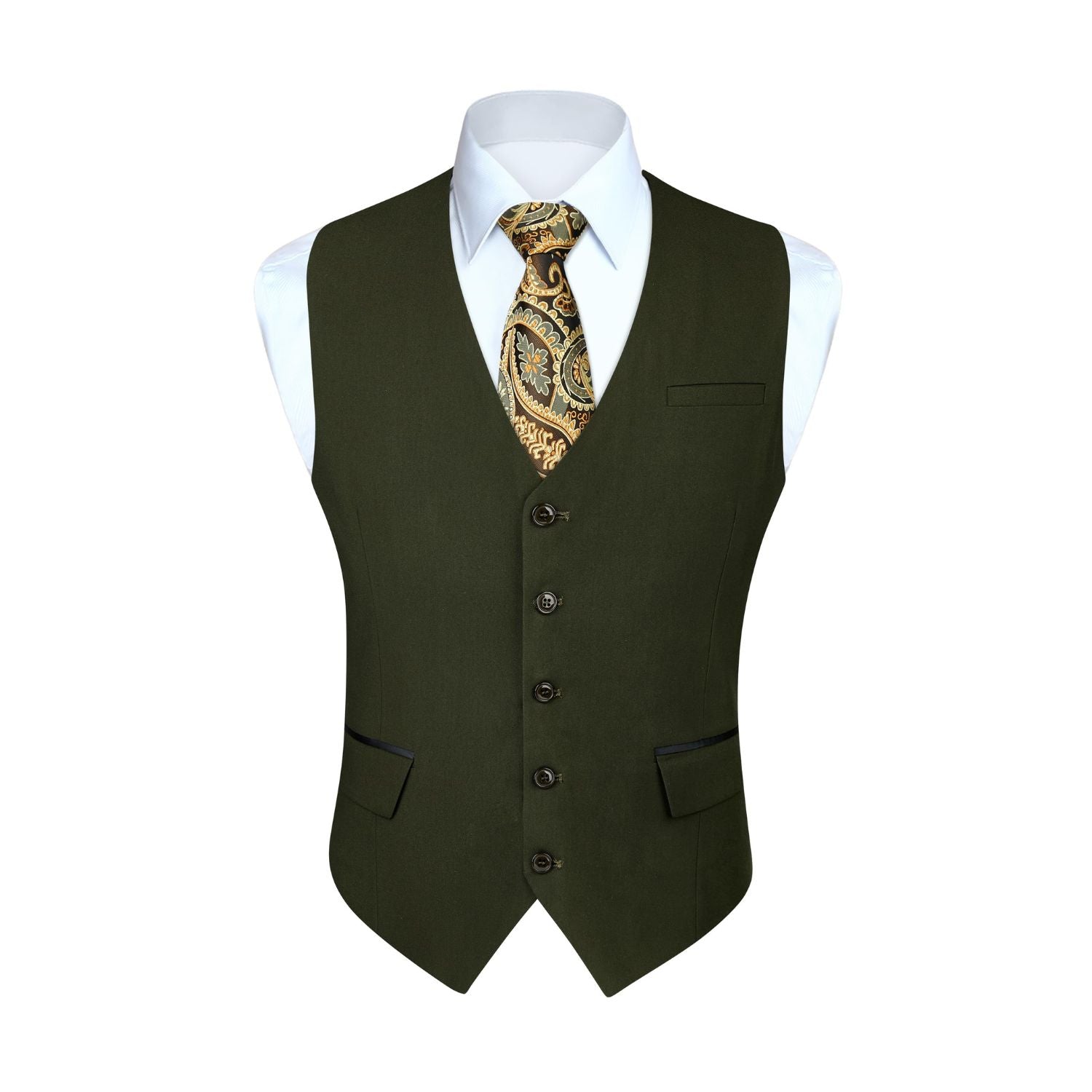 Men's Army Green Satin Suit Vest Formal Wear for Wedding 3XL