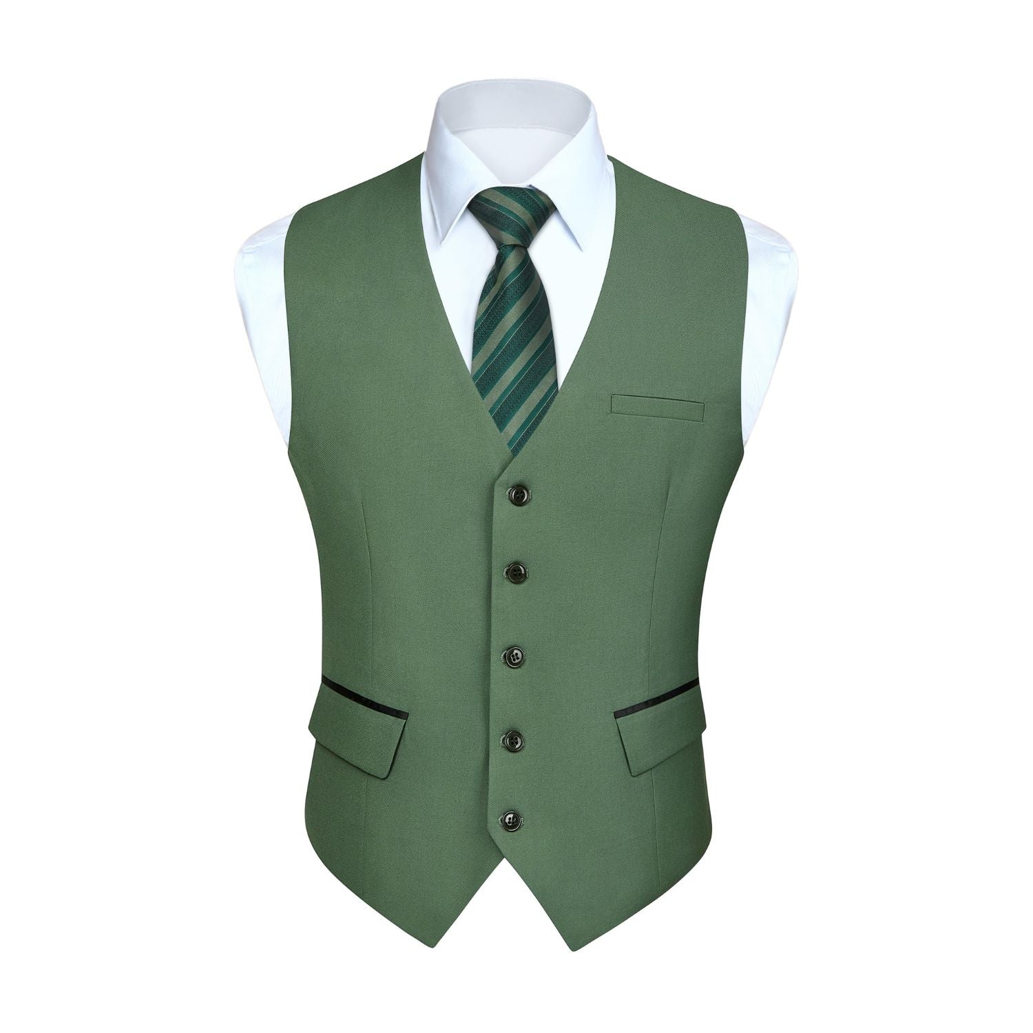 Men's Olive Green Satin Suit Vest Formal Wear for Wedding