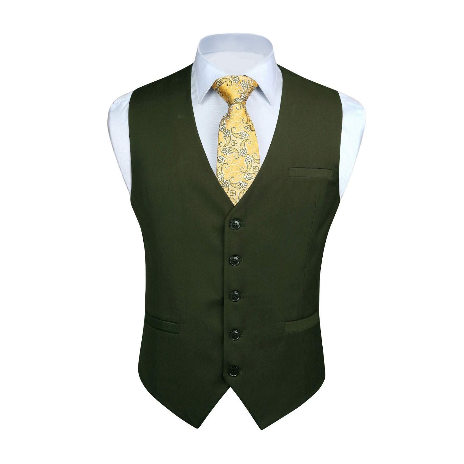 Hisdern Men's Green Satin Suit Vest Formal Wear 2XL Hisdern Men's Green Satin Suit Vest Formal Wear 2XL
