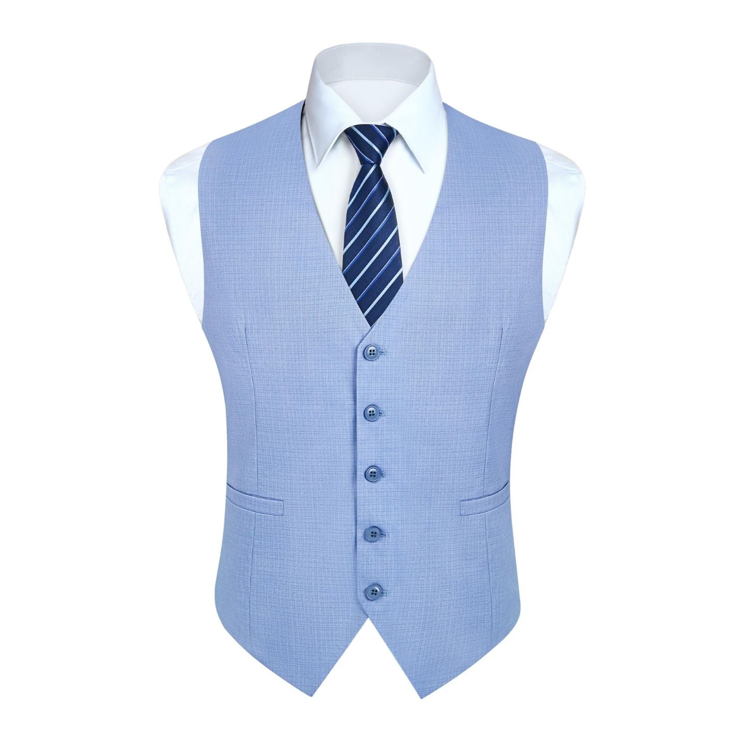 blue dress vest mens Blue Paisley Silk Men's Vest Hanky Cufflinks Tie Set Waistcoat Suit Set, S main image 0