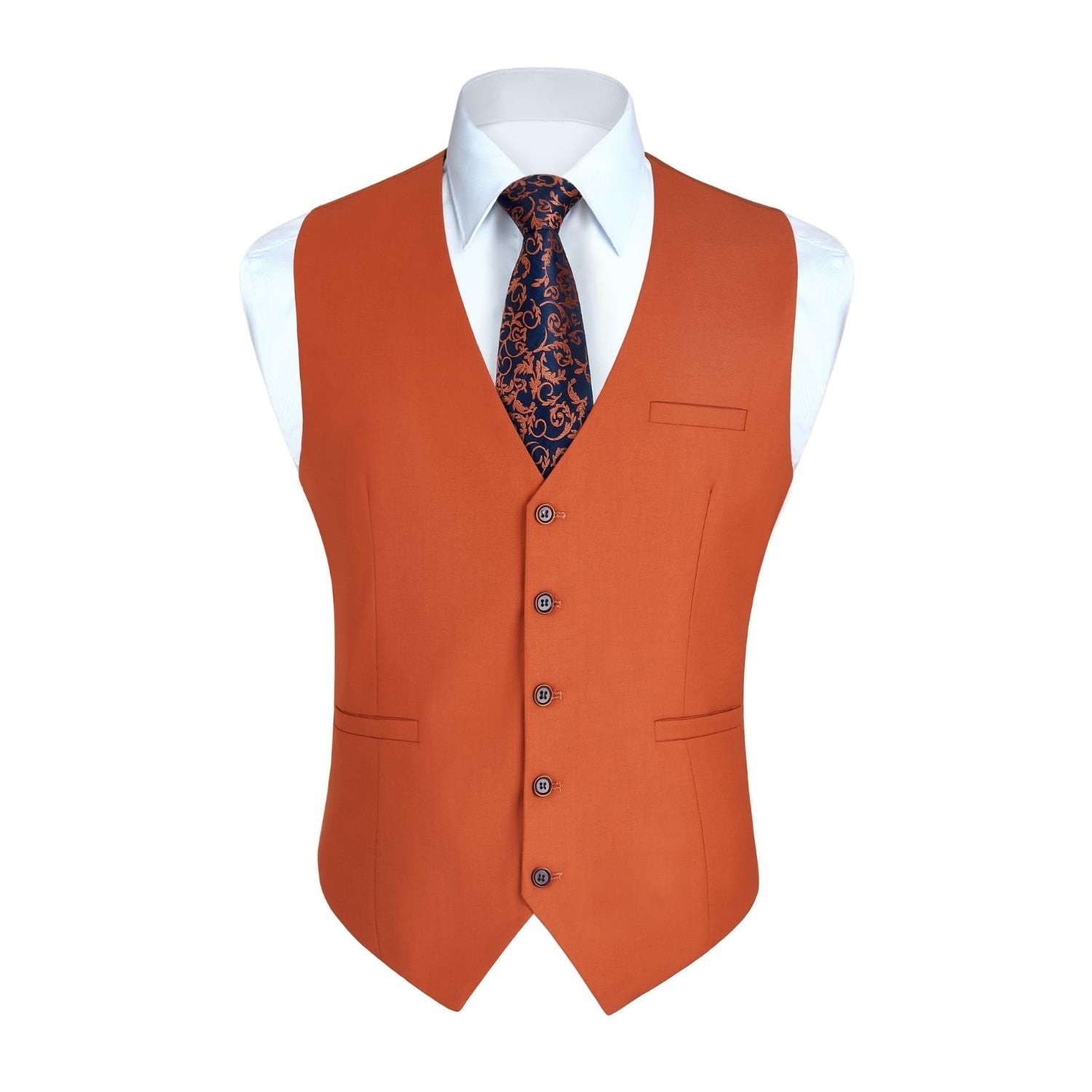 open lace back dress Hisdern Men's Dark Orange Satin Suit Vest Formal Wear 3XL