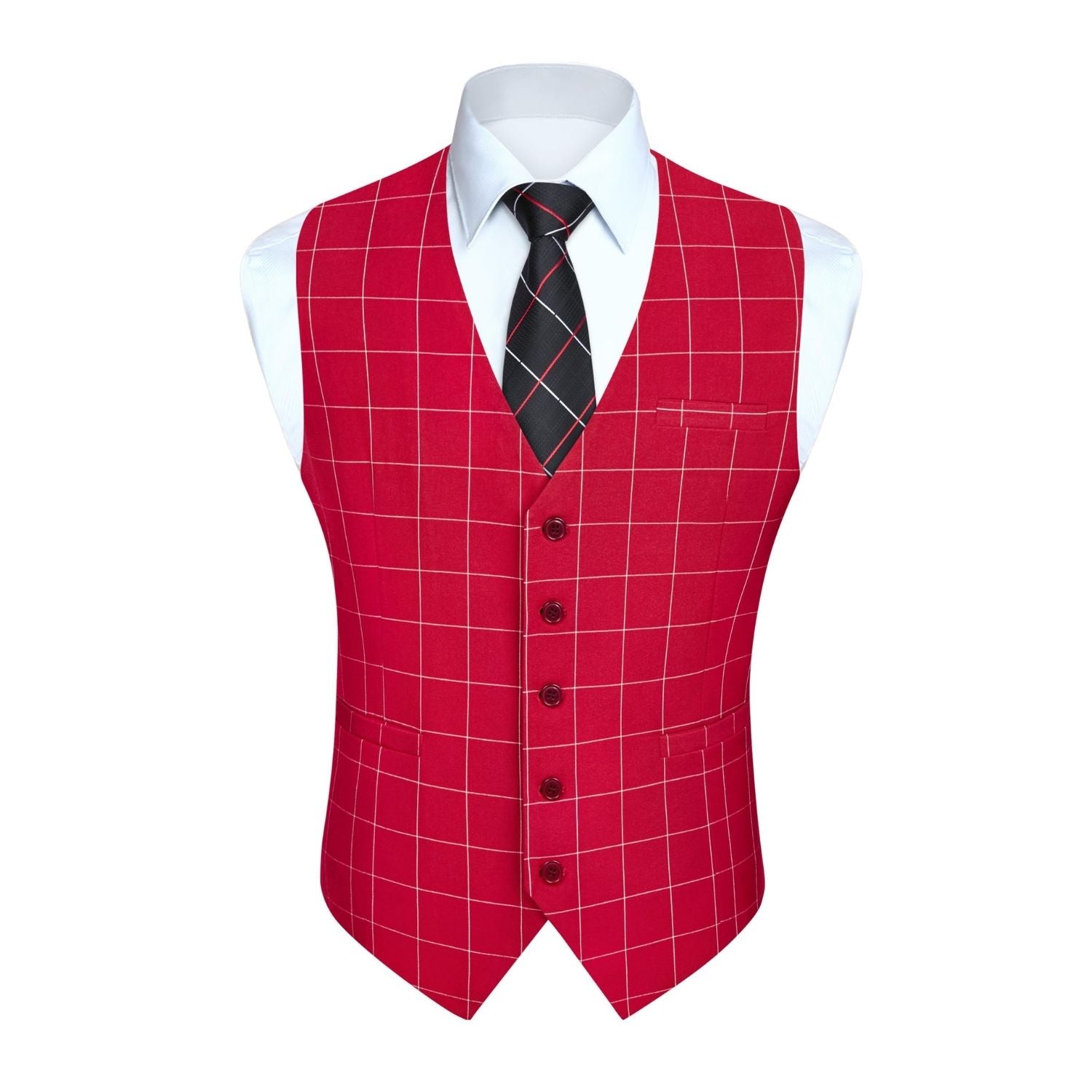 Hisdern Men's Red Plaid Wedding Vest for Skinny Guys Xs Hisdern Men's Red Plaid Wedding Vest for Skinny Guys Xs