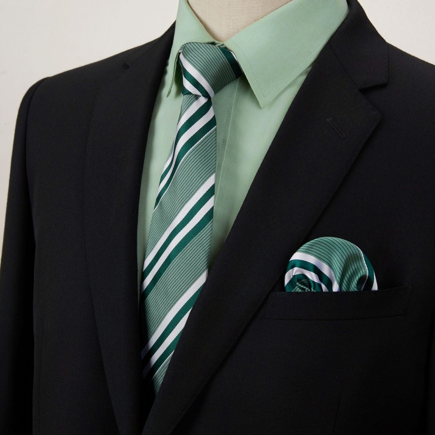 Hisdern Non-Iron Sage Green Dress Shirt and Striped Tie 4XL Hisdern Non-Iron Sage Green Dress Shirt and Striped Tie 4XL