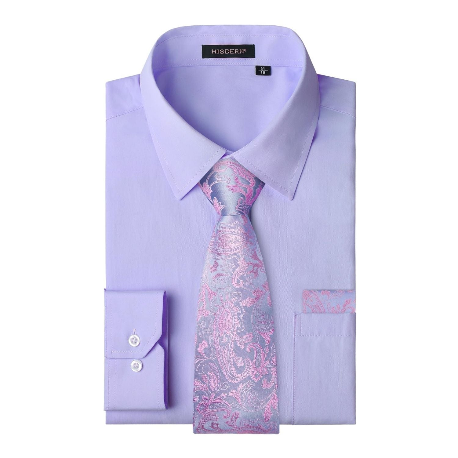 Hisdern Non-iron Purple Dress Shirt and Floral Tie 2XL Hisdern Non-iron Purple Dress Shirt and Floral Tie 2XL