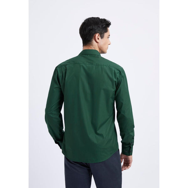 Casual Formal Shirt with Pocket - DARK GREEN