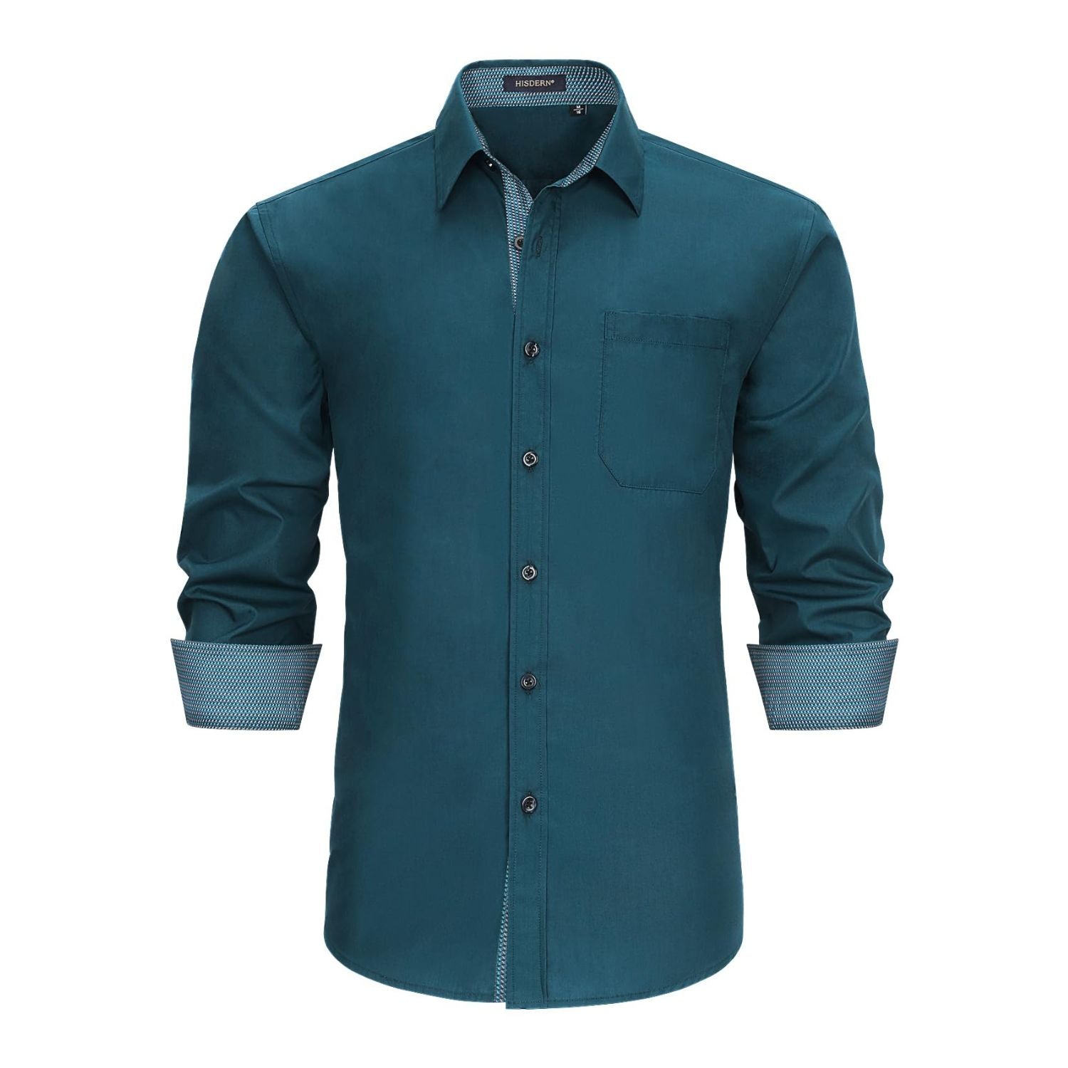 Hisdern Men's Teal Dress Shirt with Contrast Collar for Casual 2XL Hisdern Men's Teal Dress Shirt with Contrast Collar for Casual 2XL