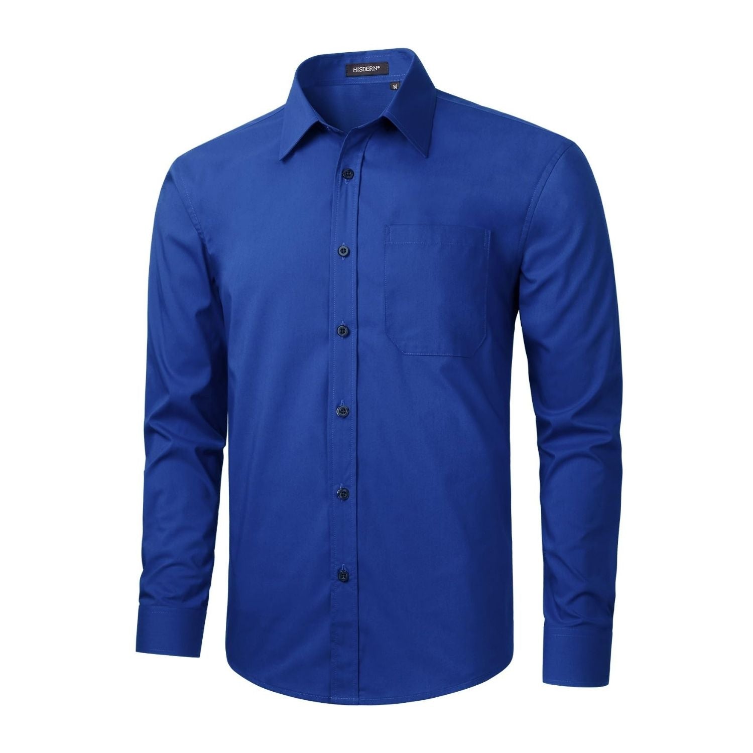 Hisdern Men's Royal Blue Shirt Formal Wear Regular Fit with Pocket M Hisdern Men's Royal Blue Shirt Formal Wear Regular Fit with Pocket M