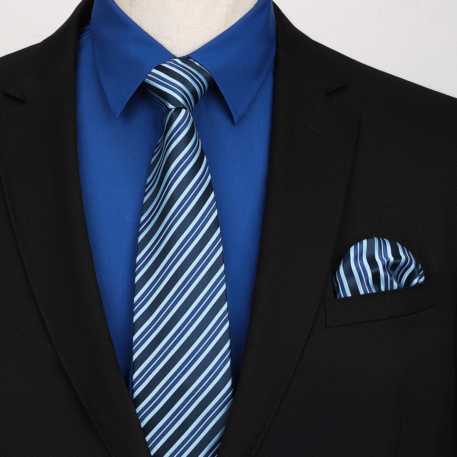Hisdern Non-iron Royal Blue Dress Shirt and Striped Tie XL Hisdern Non-iron Royal Blue Dress Shirt and Striped Tie XL