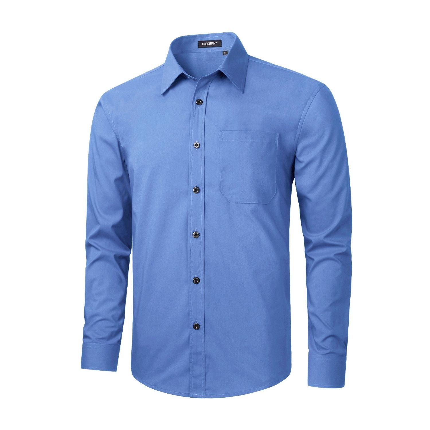 oxford dress shirt men Hisdern Oxford Blue Stretch Dress Shirt for Corporate Workwear 4XL