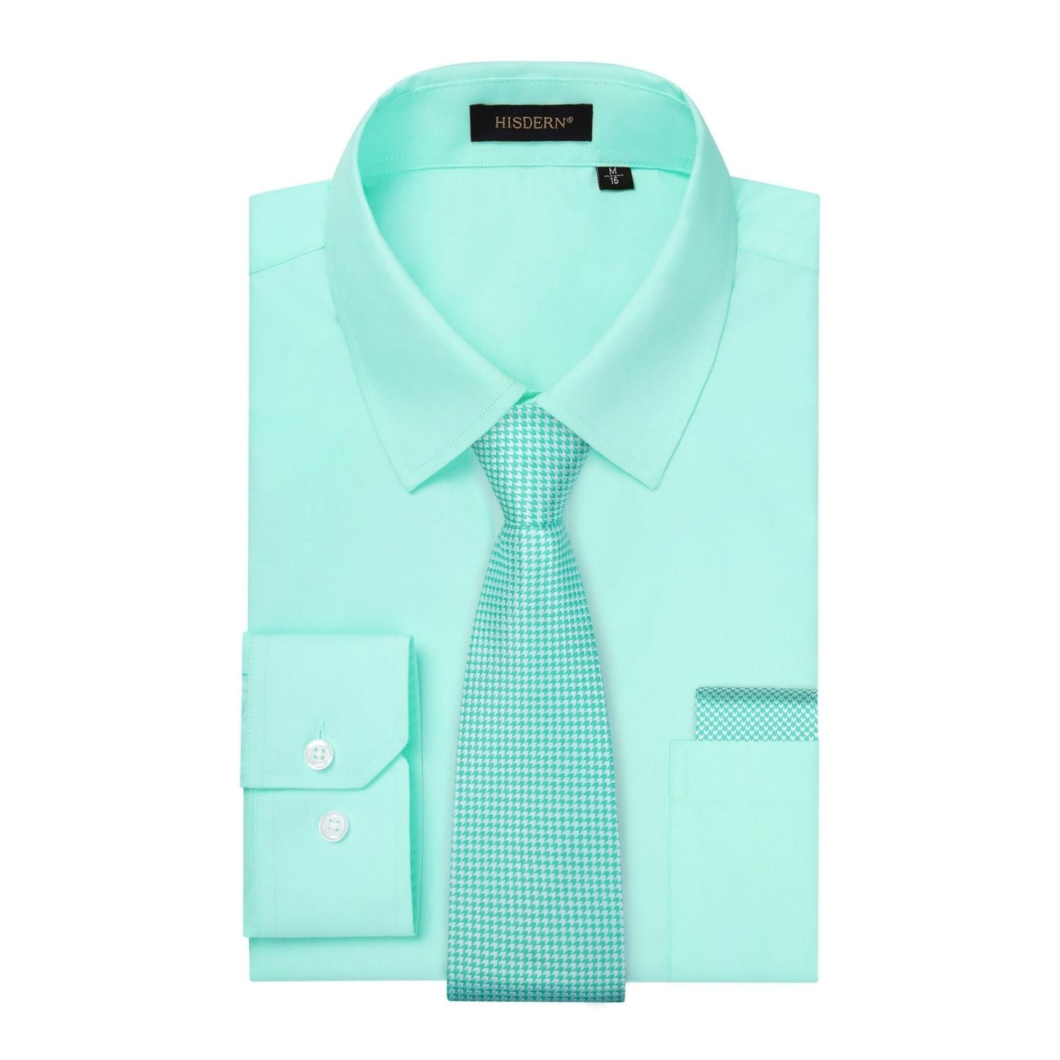 green emerald velvet dress Hisdern Wrinkle-Resistant Mint Green Dress Shirt and Matching Houndstooth Tie S