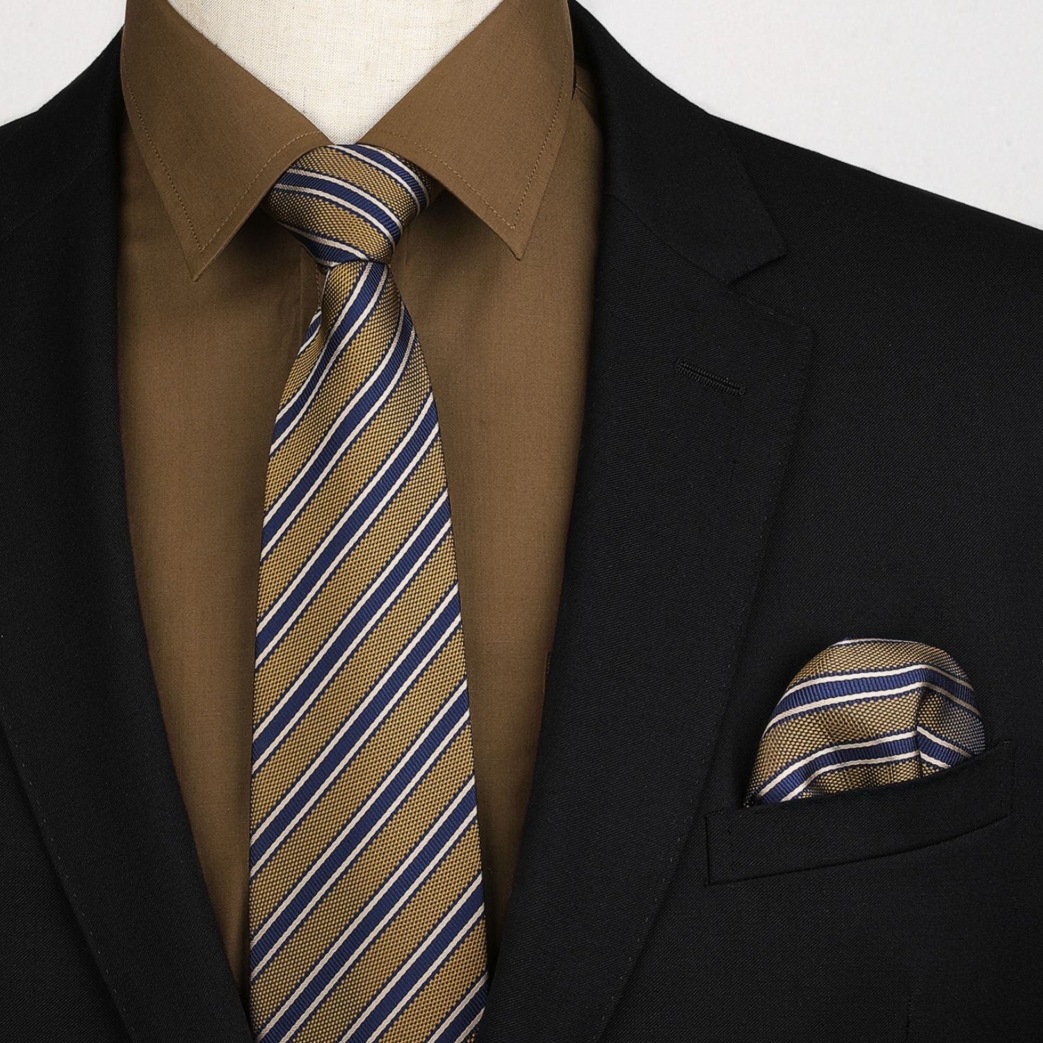 Hisdern Non-iron Brown Dress Shirt and Striped Tie Hisdern Non-iron Brown Dress Shirt and Striped Tie