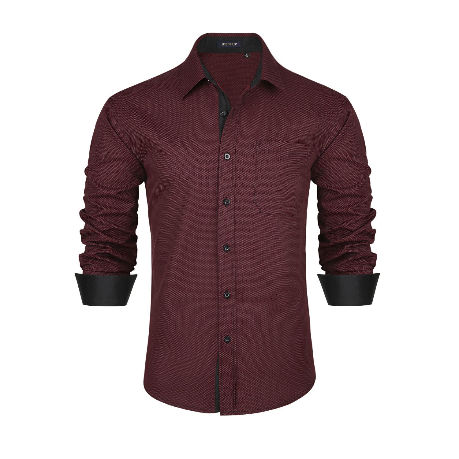fitted lace wedding dress Hisdern Men's Red Splicing Dress Shirt for Office Wear S
