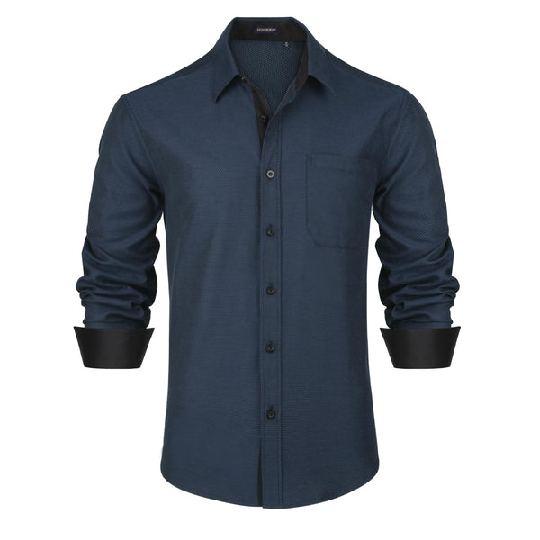 Casual Formal Shirt with Pocket - A1 NAVY BLUE