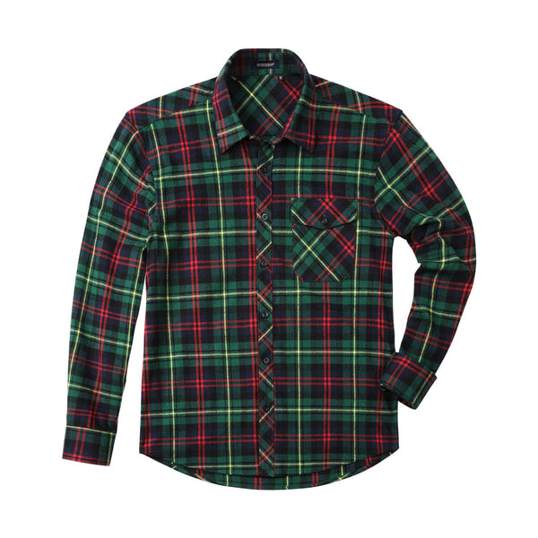 Men's Long Sleeve Plaid Shirt - RED/GREEN