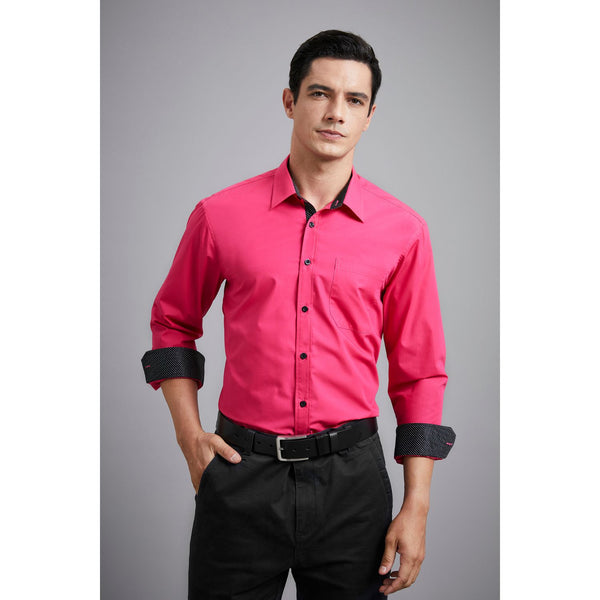 Men's Dress Shirt with Pocket - HOT PINK