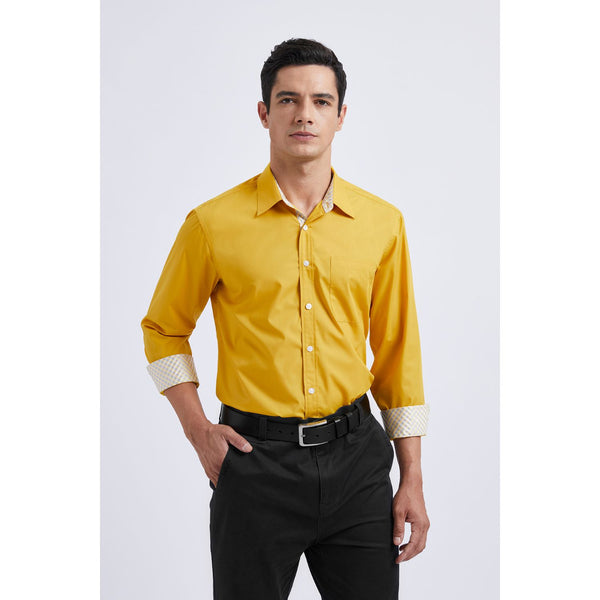 Casual Formal Shirt with Pocket - YELLOW