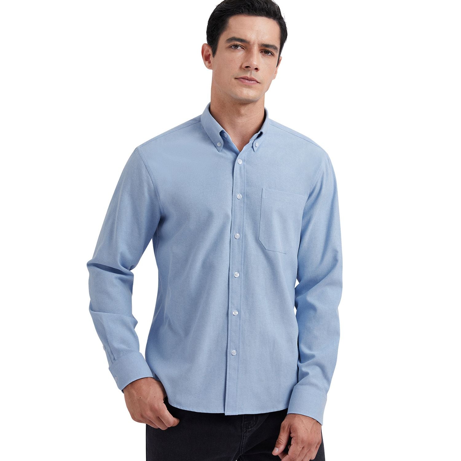 light blue men's dress shirt goTIELESS Ultimate Dress Shirt (Light Blue) main image 1