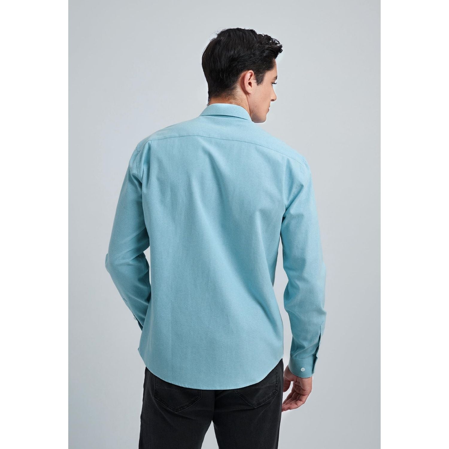 Hisdern Men's Sky Blue Oxford Shirts with Chest Pocket Date Night