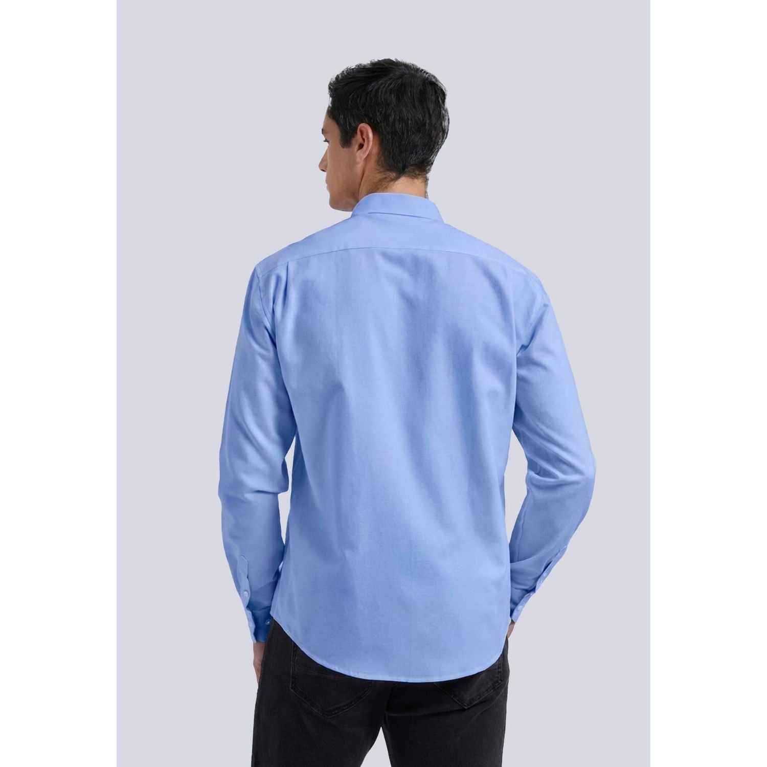 Hisdern Men's Azure Blue Oxford Shirts with Chest Pocket Formal Office