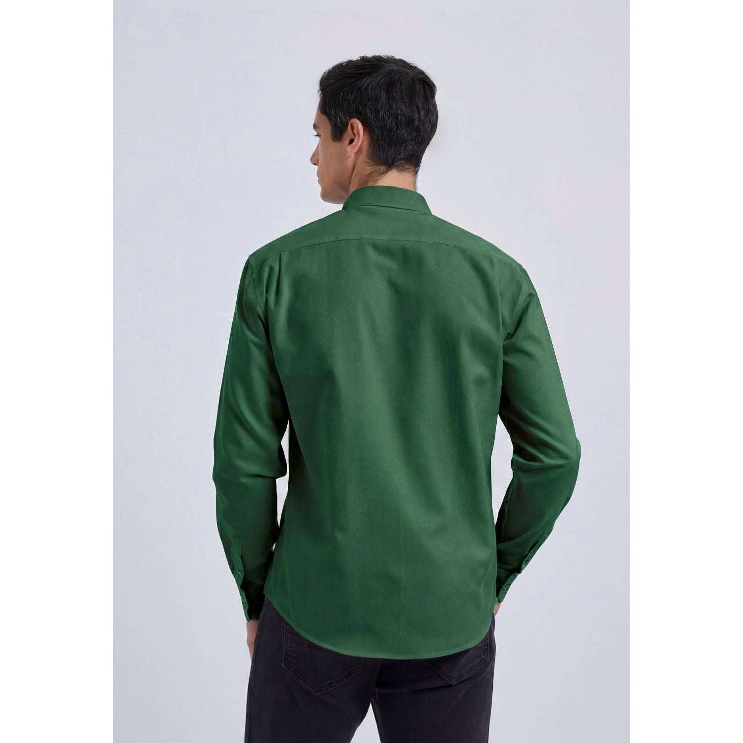 Hisdern Men's Green Oxford Shirts with Chest Pocket Weekend Wear