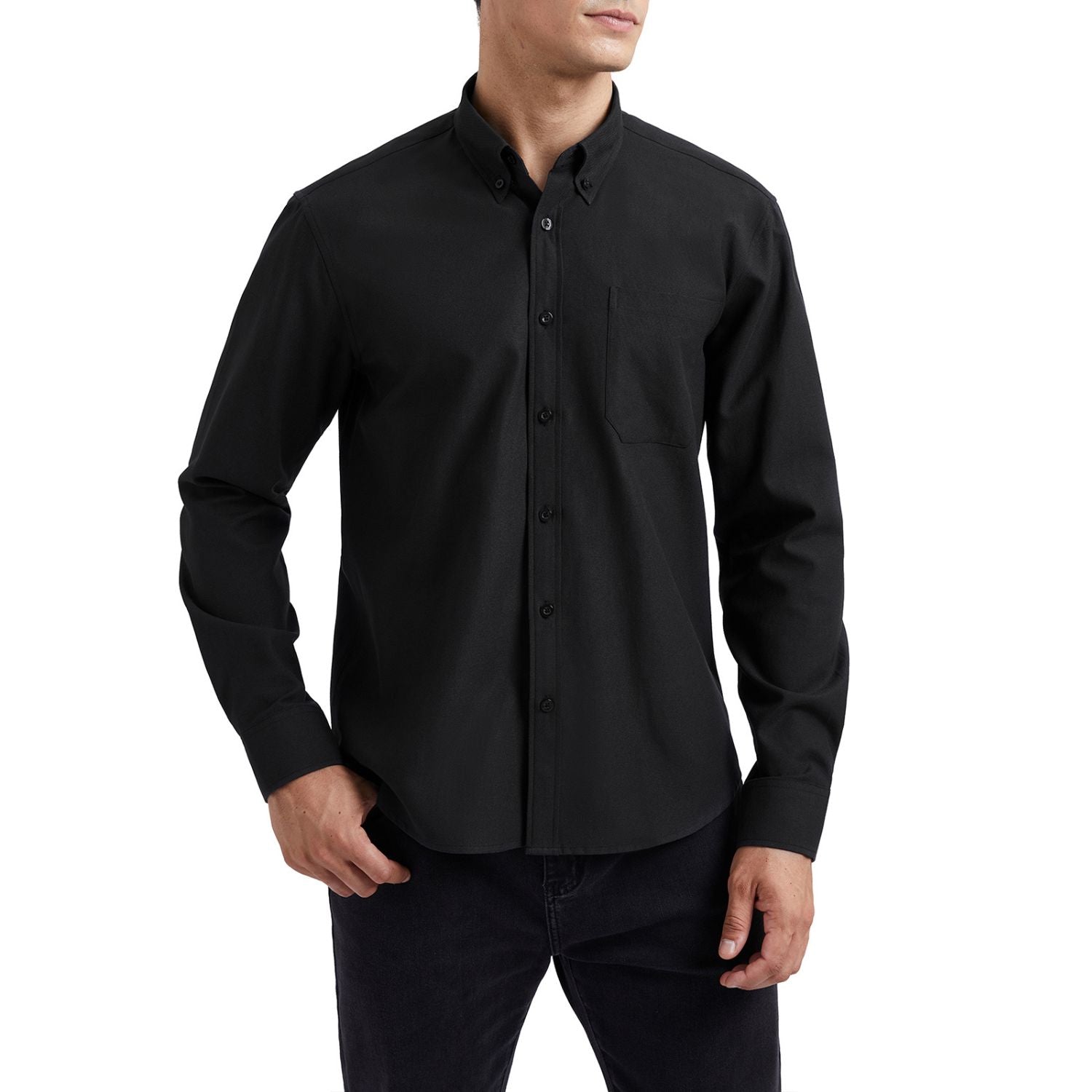 Hisdern Men's Black Oxford Shirts with Chest Pocket Formal Office M Hisdern Men's Black Oxford Shirts with Chest Pocket Formal Office M