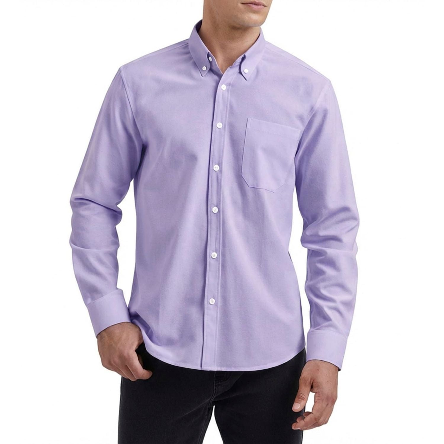open lace back dress Mens Cotton Lavender Purple Cutaway Collar Slim Fit Dress Shirt, 15 / 34/35