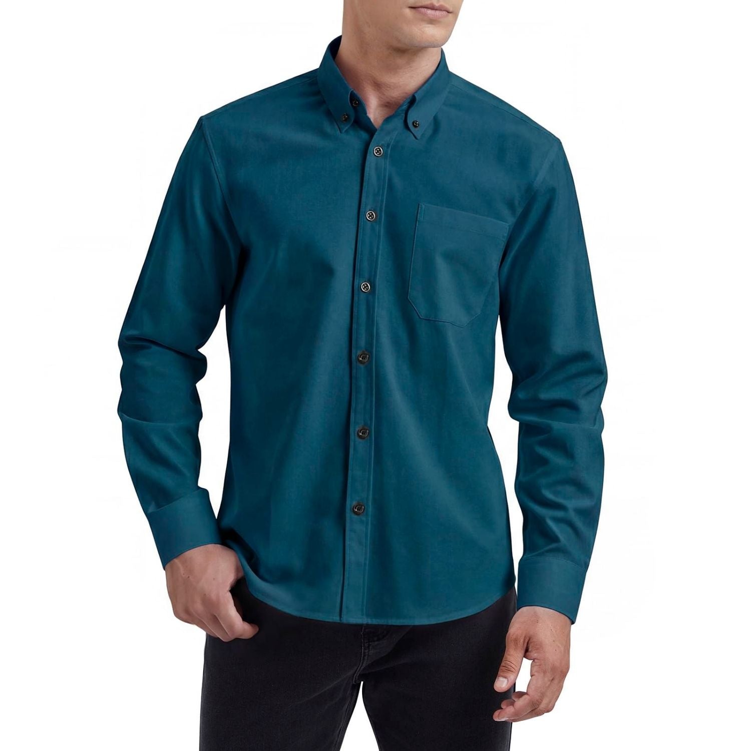 red dress run new orleans 2025 Hisdern Men's Teal Oxford Shirts with Chest Pocket Formal Office