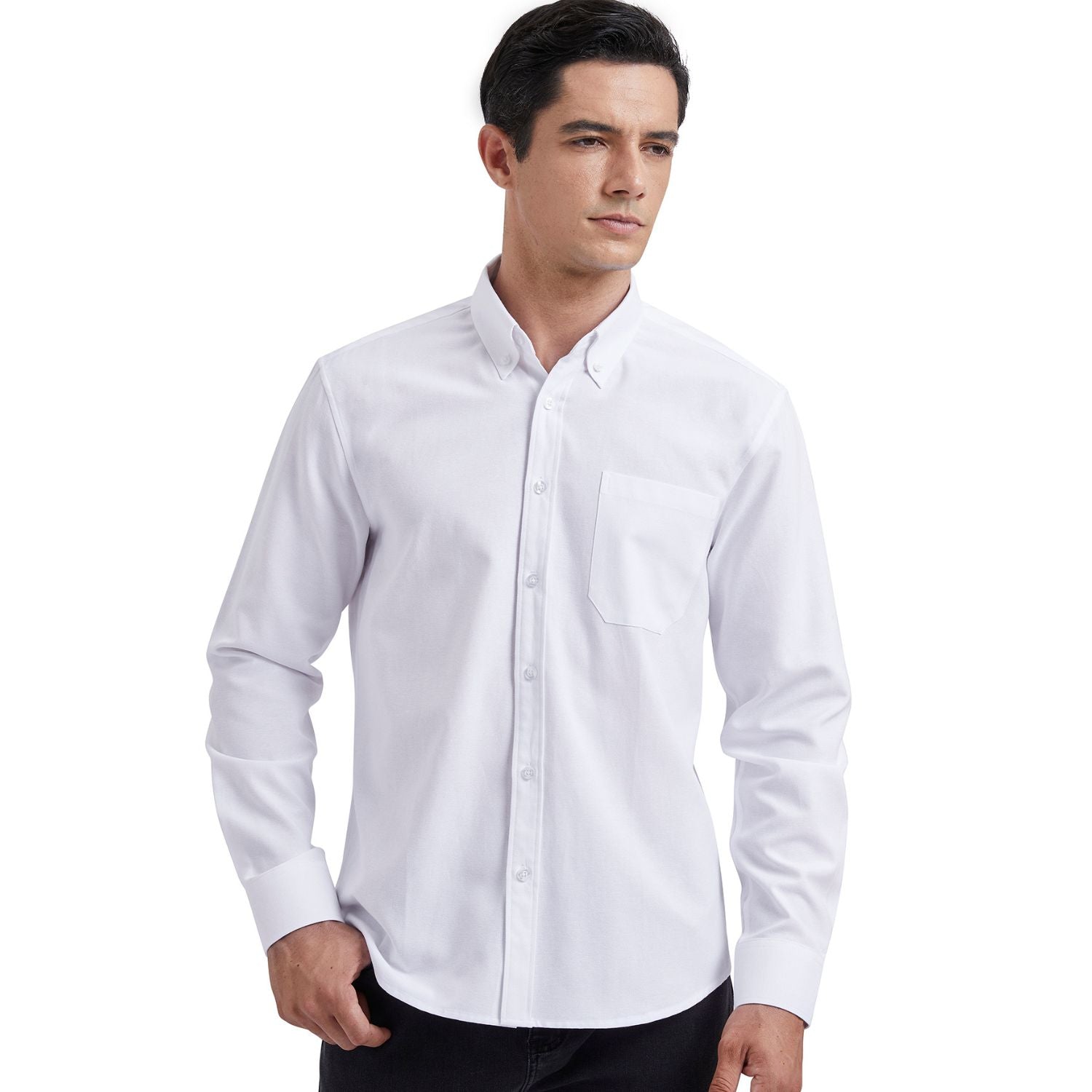 Hisdern Men's White Oxford Shirts with Chest Pocket Weekend Wear XL Hisdern Men's White Oxford Shirts with Chest Pocket Weekend Wear XL