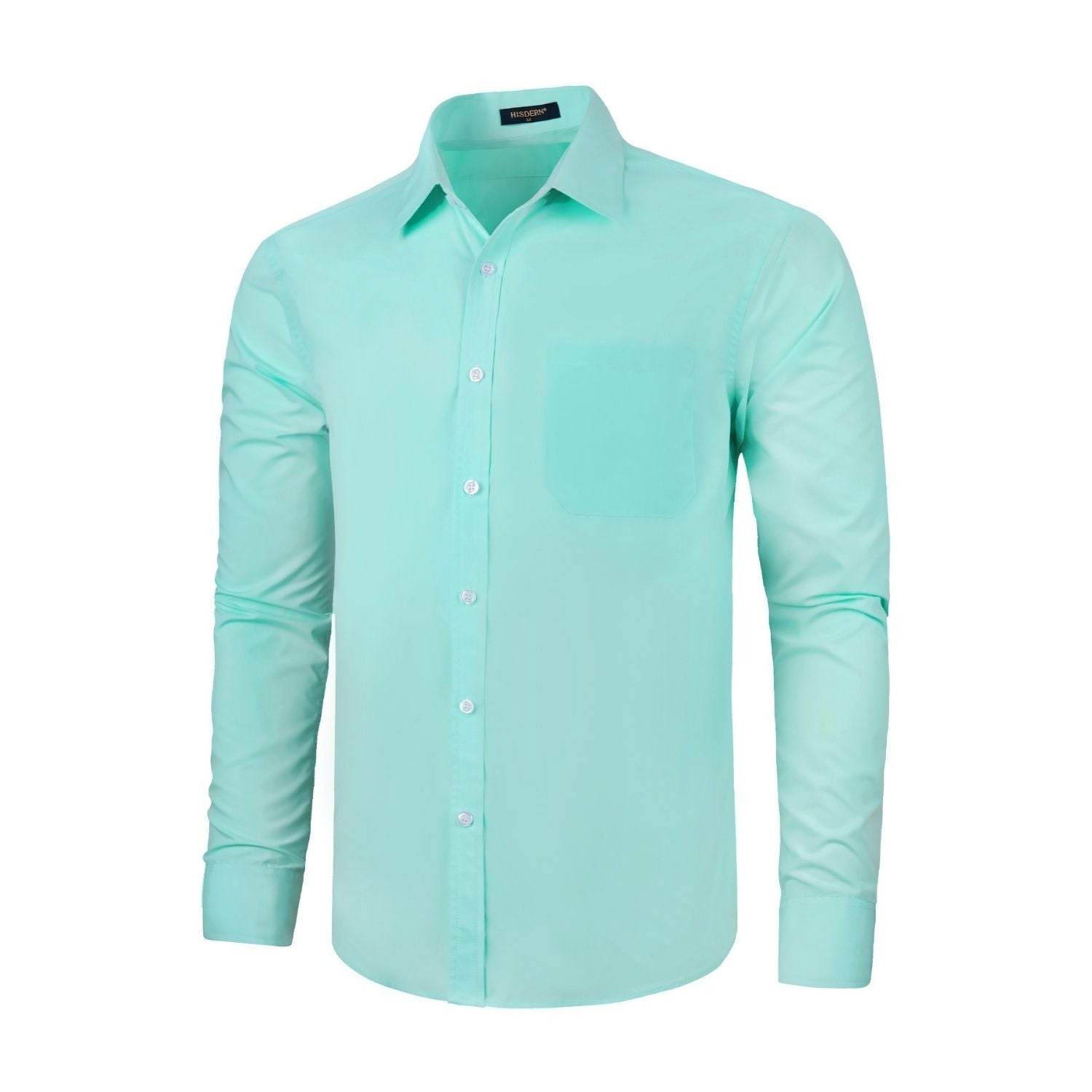 Hisdern Cyan Blue Stretch Dress Shirt for Corporate Workwear 2XL