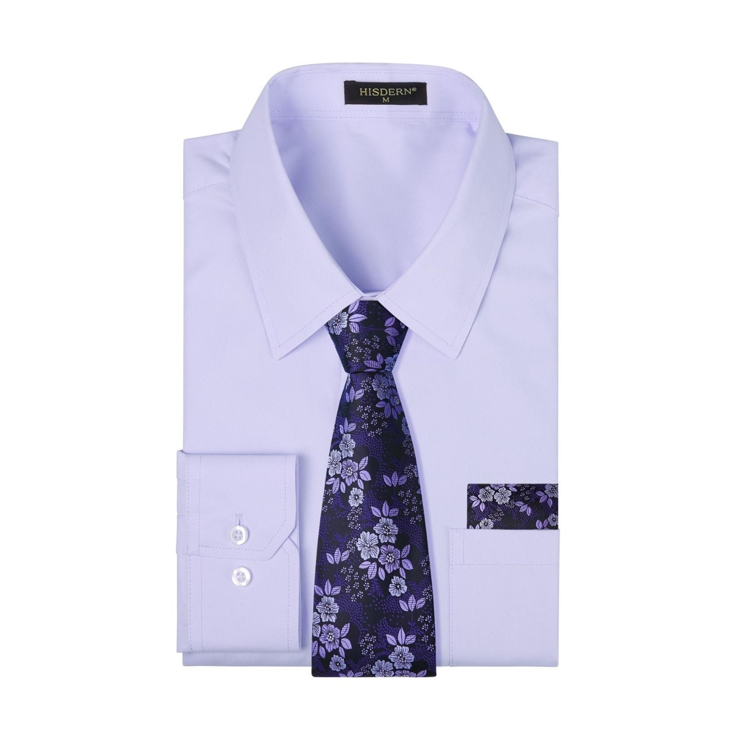 lavender dress shirt and tie Men's Lavender French Cuff Dress Shirt Set with Tie and Handkerchief 17 34/35 / Lavender