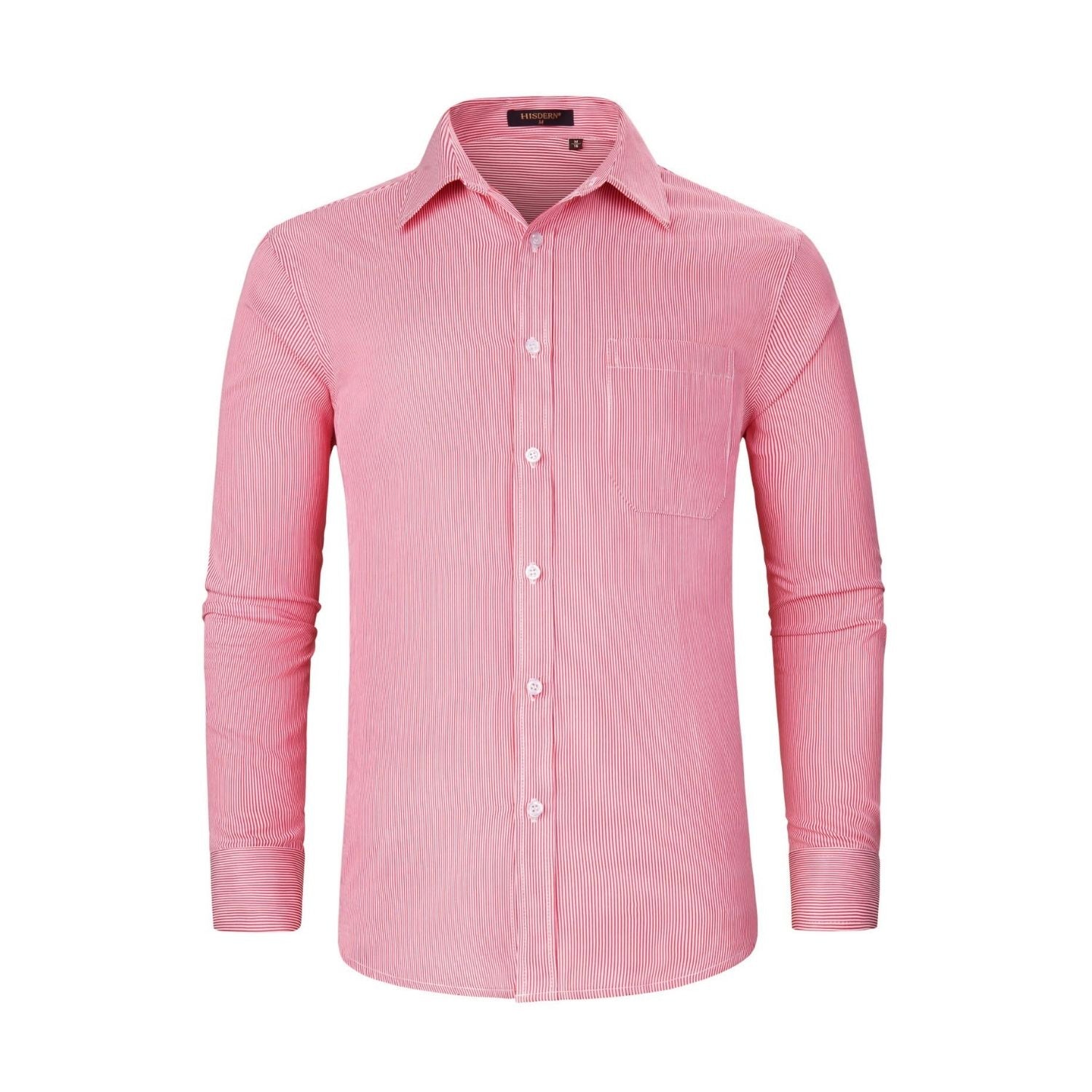 Hisdern Men's Red Striped Casual Long Sleeve Shirt Comfort Fit 3XL Hisdern Men's Red Striped Casual Long Sleeve Shirt Comfort Fit 3XL