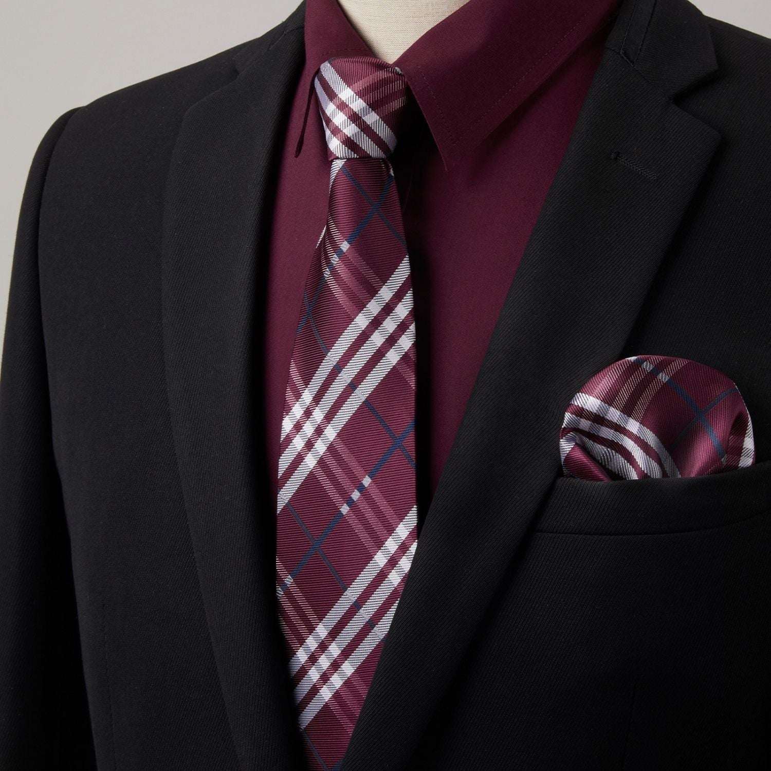 Hisdern Stain-proof Dark Red Shirt and Checked Tie XL Hisdern Stain-proof Dark Red Shirt and Checked Tie XL