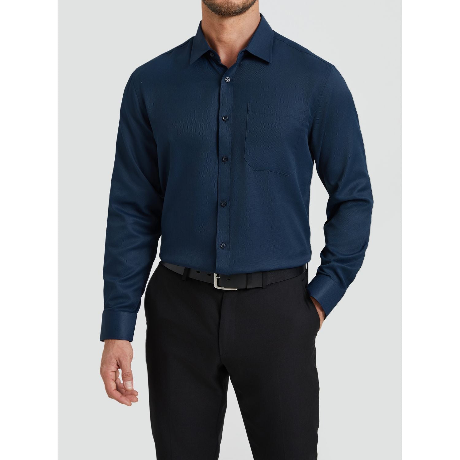 Hisdern Men's Navy Blue Collar Shirt Formal Wear Regular Fit with Pocket 5XL Hisdern Men's Navy Blue Collar Shirt Formal Wear Regular Fit with Pocket 5XL