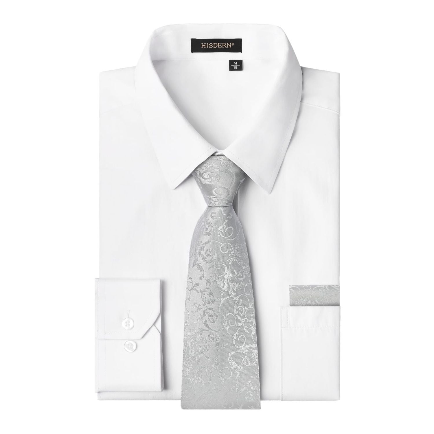Hisdern Non-iron White Dress Shirt and Floral Tie Hisdern Non-iron White Dress Shirt and Floral Tie