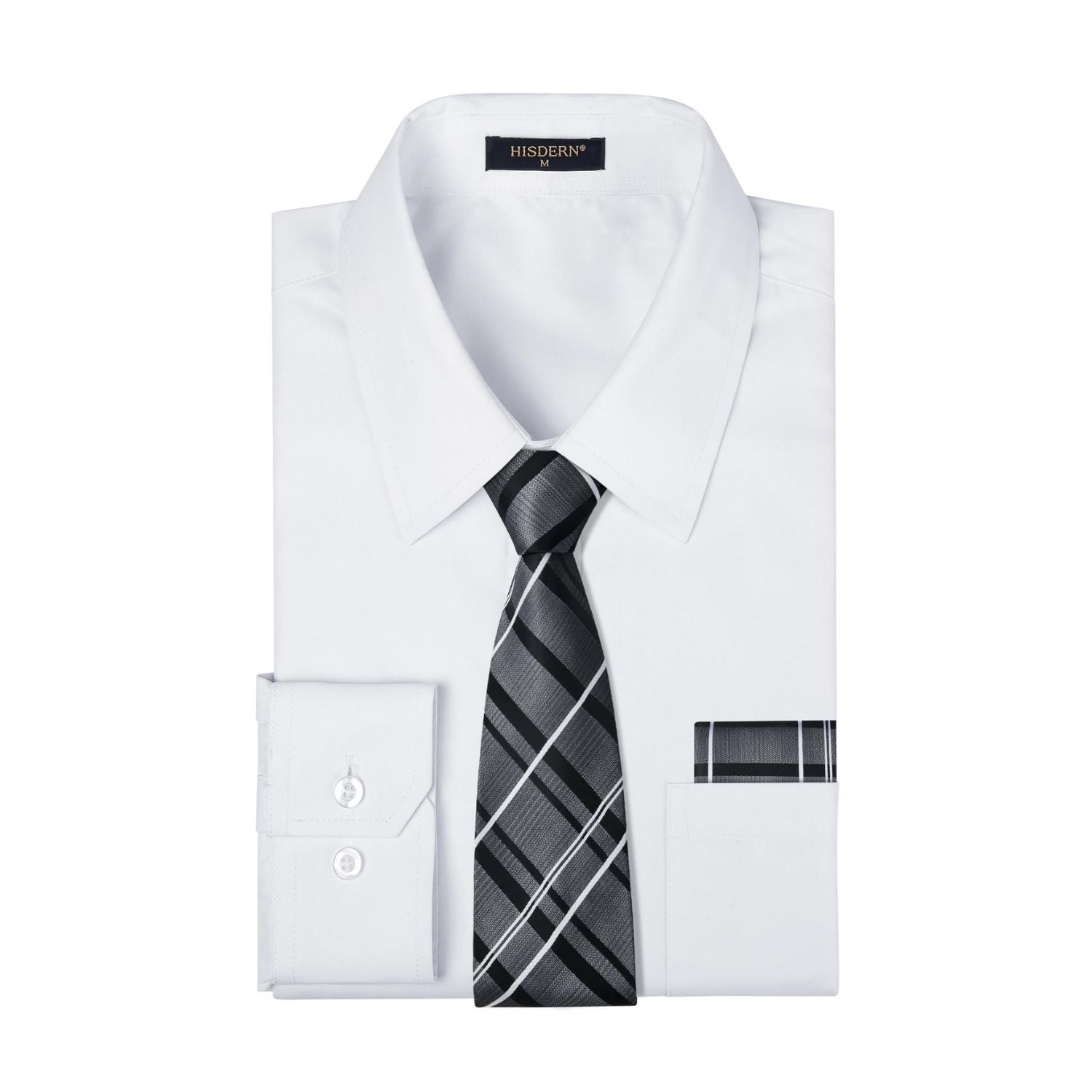 Hisdern Stain-proof White Shirt and Checked Tie Hisdern Stain-proof White Shirt and Checked Tie