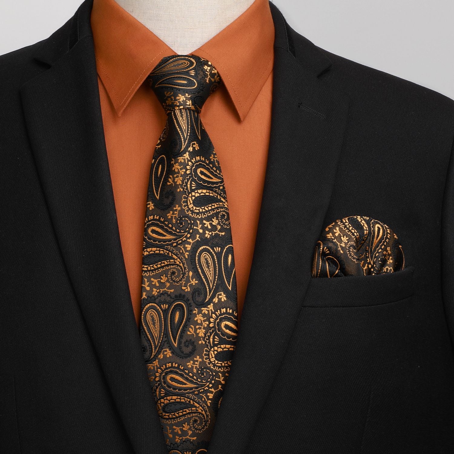 Hisdern Wrinkle-resistant Brown Dress Shirt and Paisley Tie Hisdern Wrinkle-resistant Brown Dress Shirt and Paisley Tie