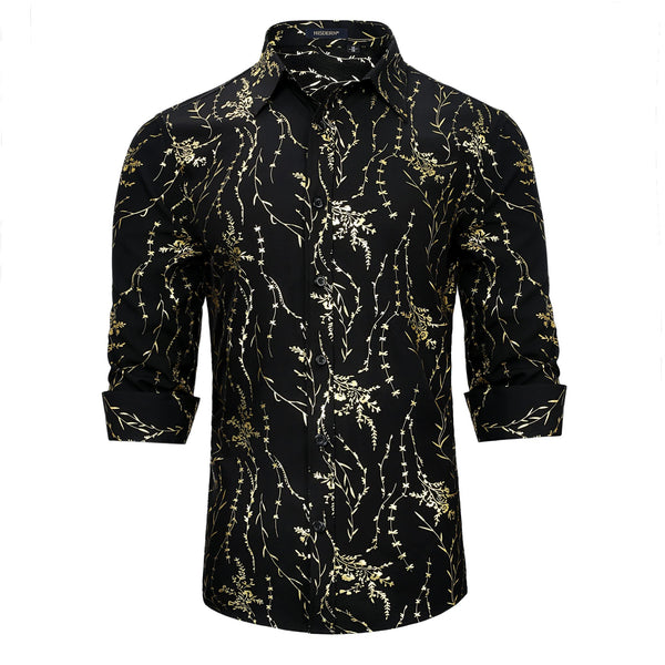 Men's Long Sleeve Shirt With Printing - TJ-BLACK