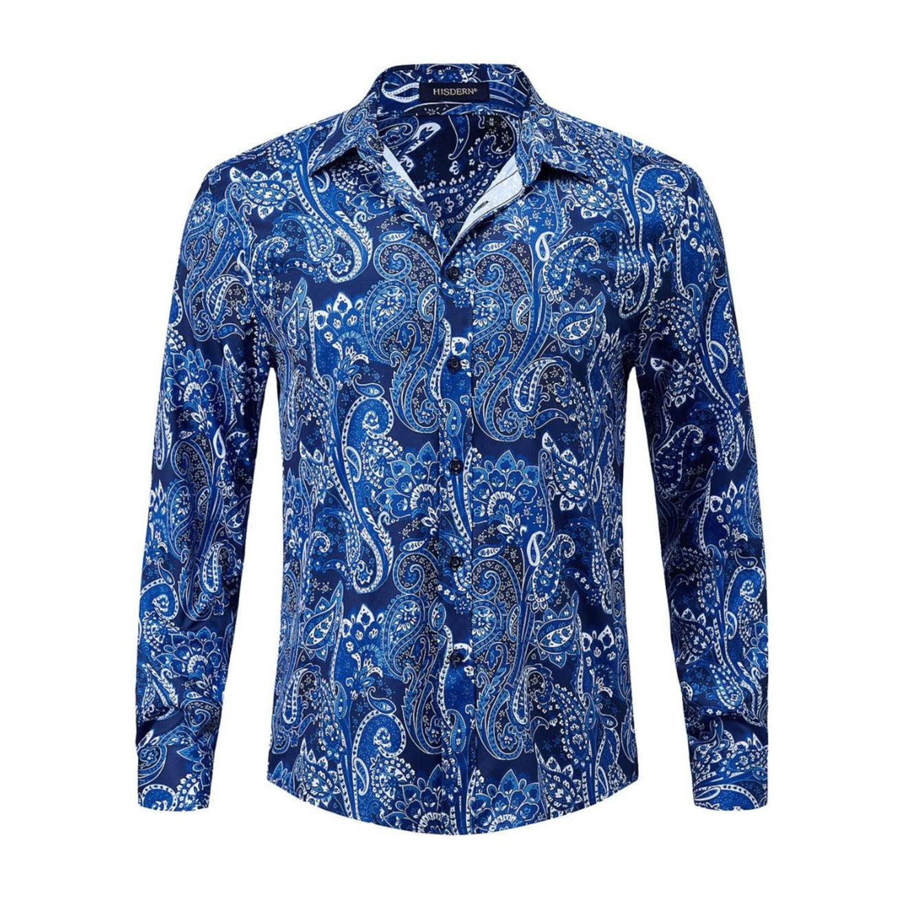 fitted lace wedding dress Hisdern Men's Long Sleeve White Blue Shinny Shirt Comfort Fit for Party
