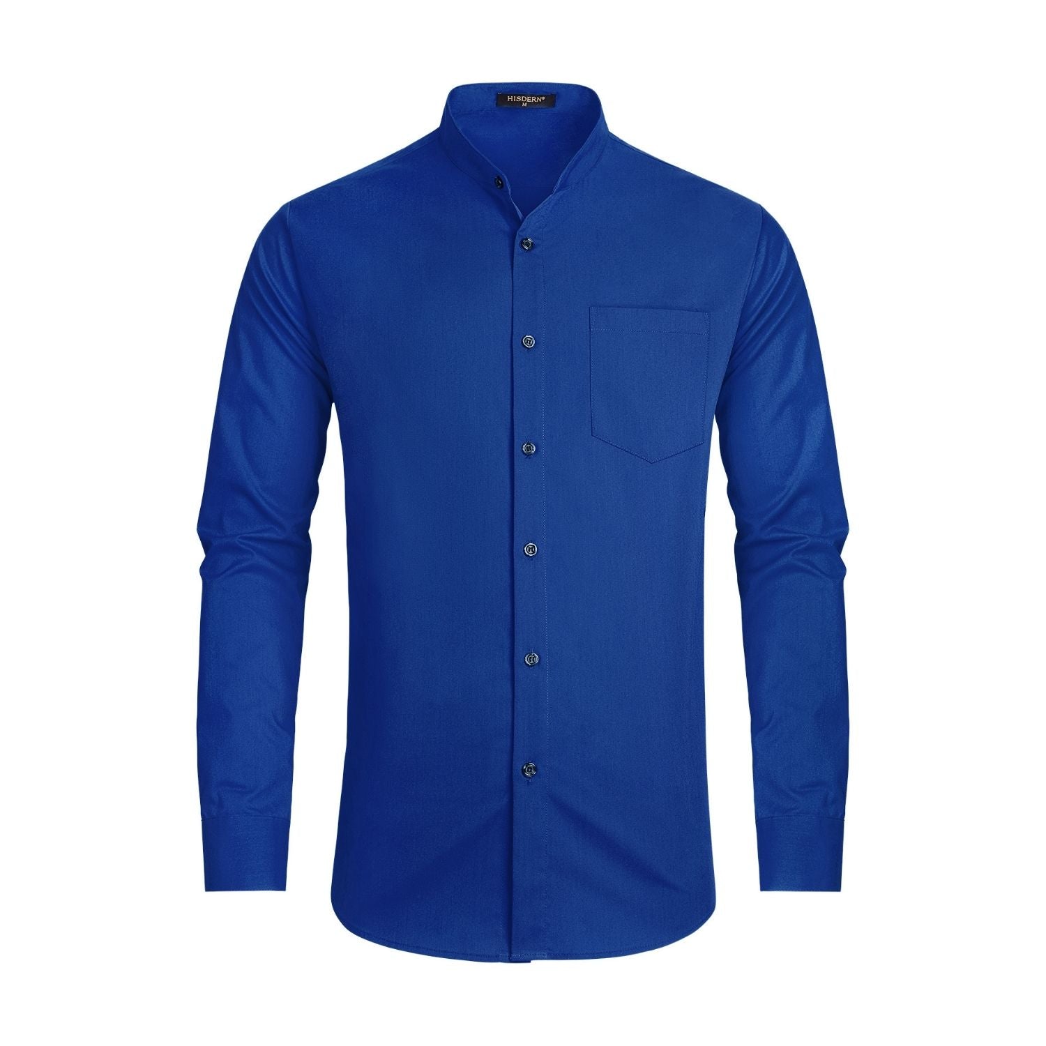 Hisdern Men's Royal Blue Grandad Collar Shirt Wedding Regular Fit with Pocket 2XL Hisdern Men's Royal Blue Grandad Collar Shirt Wedding Regular Fit with Pocket 2XL