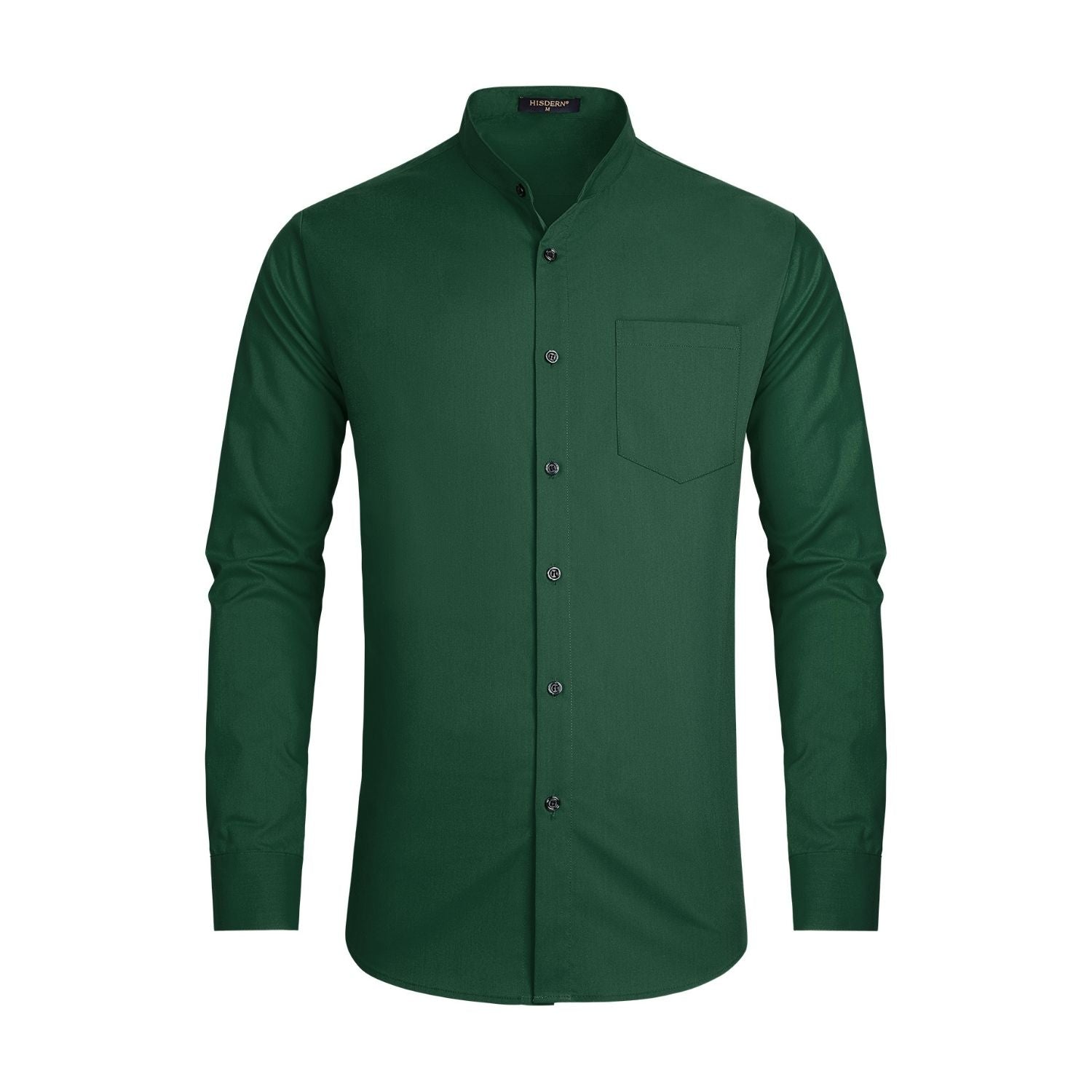 Hisdern Men's Dark Green Grandad Collar Shirt Wedding Regular Fit with Pocket 2XL Hisdern Men's Dark Green Grandad Collar Shirt Wedding Regular Fit with Pocket 2XL