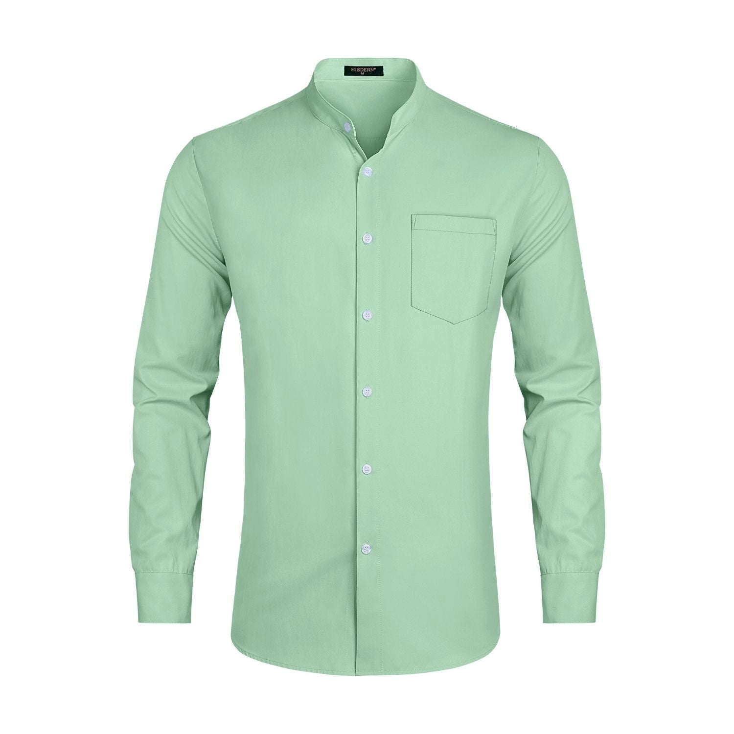 Hisdern Men's Light Green Grandad Collar Shirt Wedding Regular Fit with Pocket XL Hisdern Men's Light Green Grandad Collar Shirt Wedding Regular Fit with Pocket XL