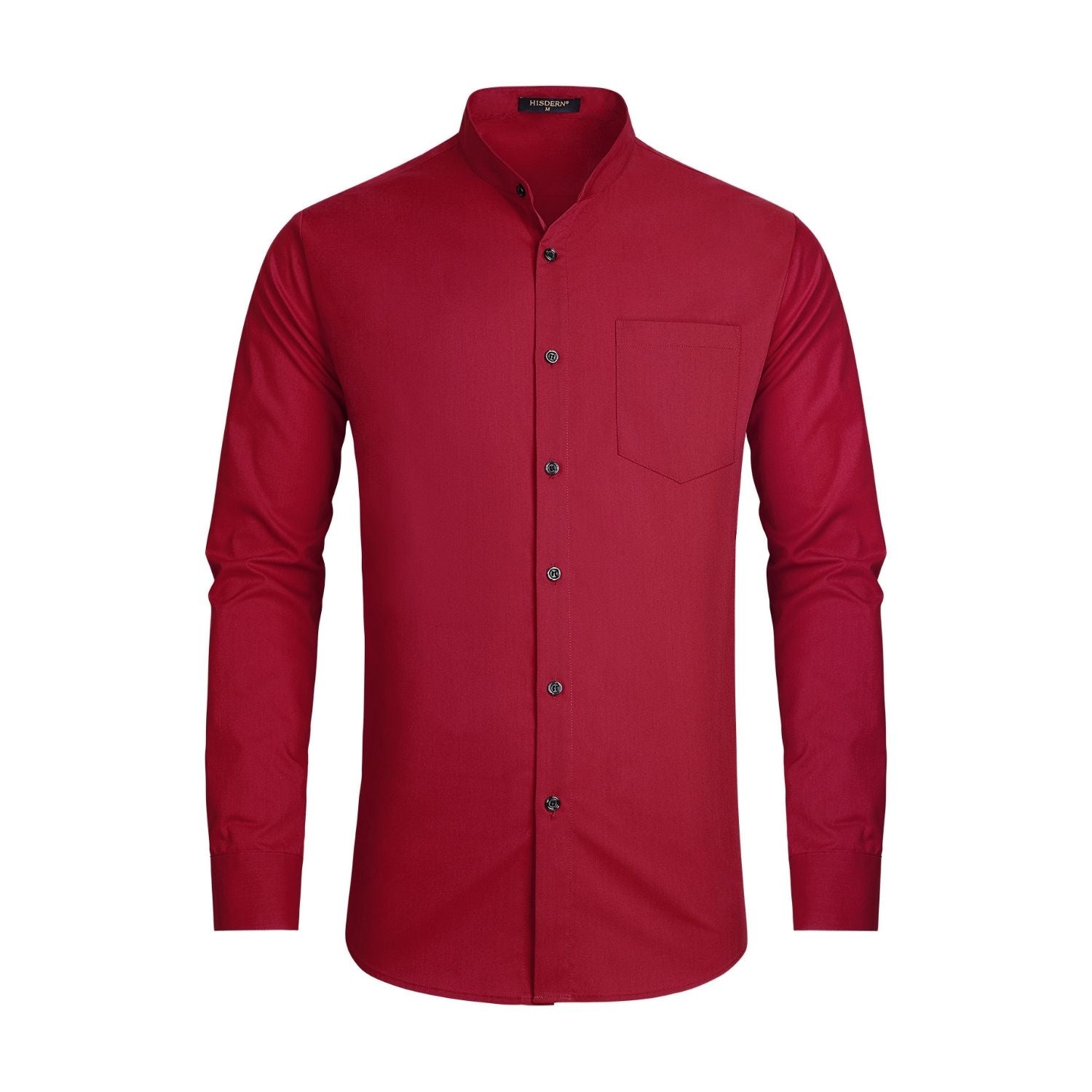 Hisdern Men's Burgundy Grandad Collar Shirt Wedding Regular Fit with Pocket 3XL Hisdern Men's Burgundy Grandad Collar Shirt Wedding Regular Fit with Pocket 3XL