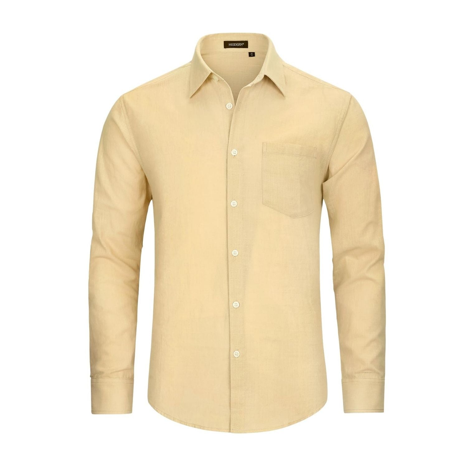 Hisdern Men's Long Sleeve Linen Shirt