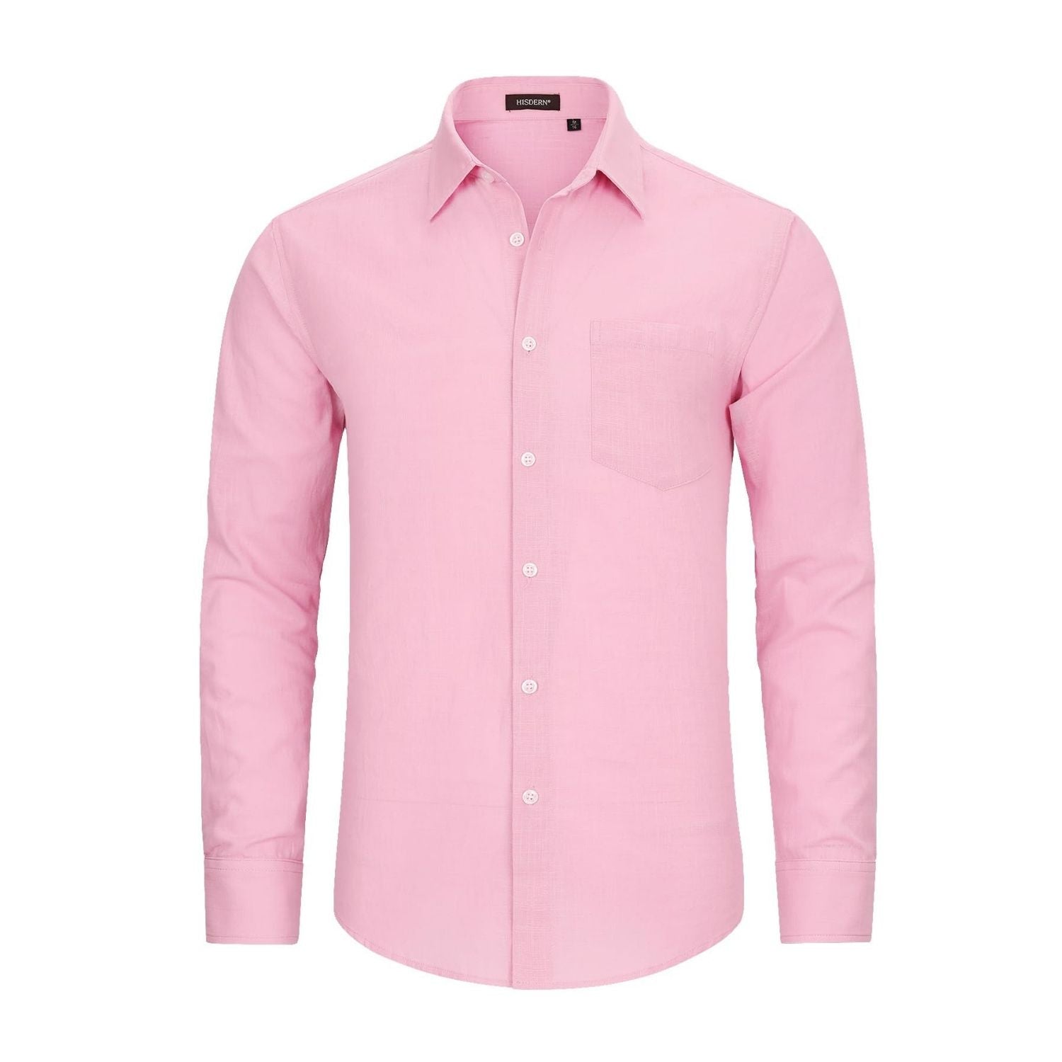 knee length dresses for ladies Hisdern Men's Long Sleeve Pink Casual Linen Shirts for Summer Beach 4XL