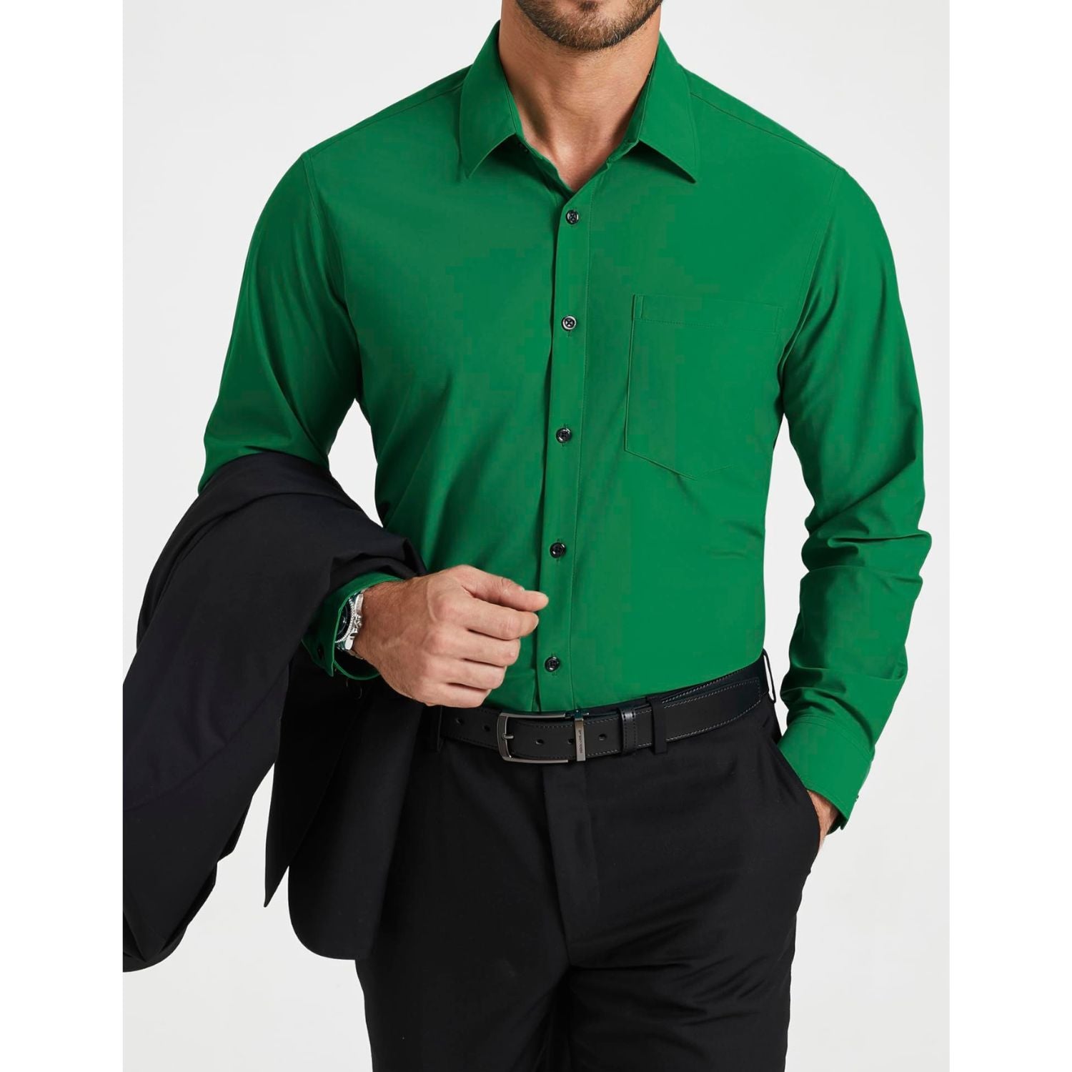 knee length dresses for ladies GVMH Long-Sleeve Men's Dress Shirt with Embroidered logo W100 main image 1