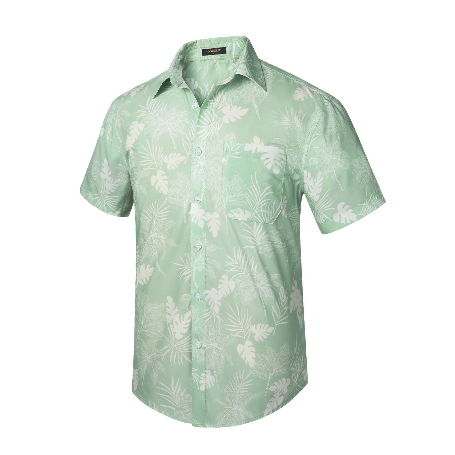 Hisdern Sage Green Vintage Palm Tree Hawaiian Wedding Shirt 3XL