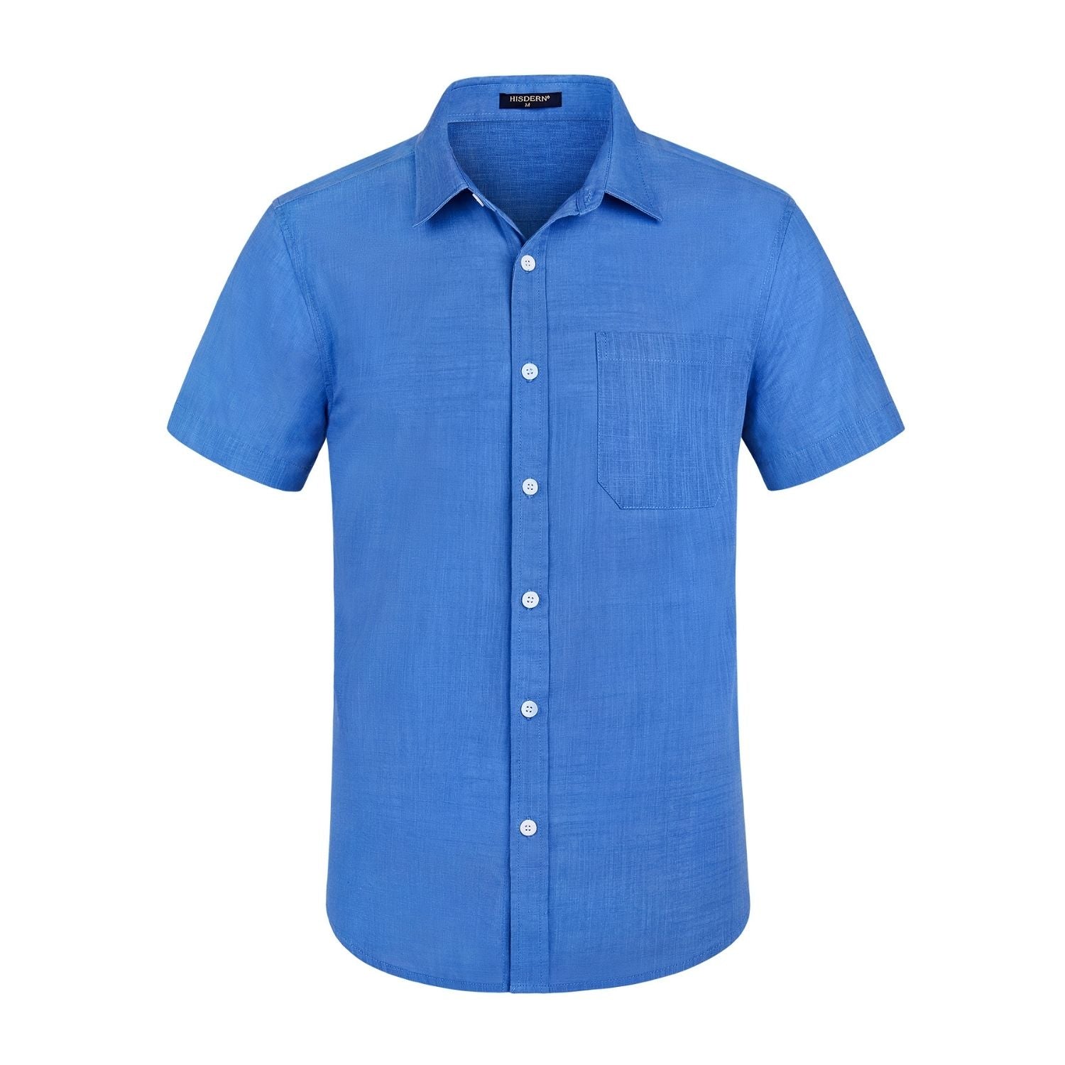 Hisdern Men's Short Sleeve Blue Casual Linen Shirts for Summer Beach 4XL Hisdern Men's Short Sleeve Blue Casual Linen Shirts for Summer Beach 4XL