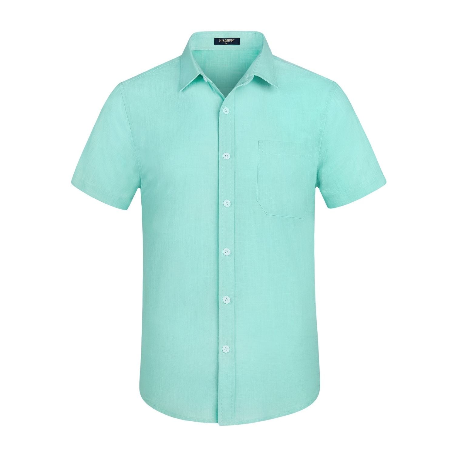 green emerald velvet dress Hisdern Men's Short Sleeve Mint Green Casual Linen Shirts for Summer B